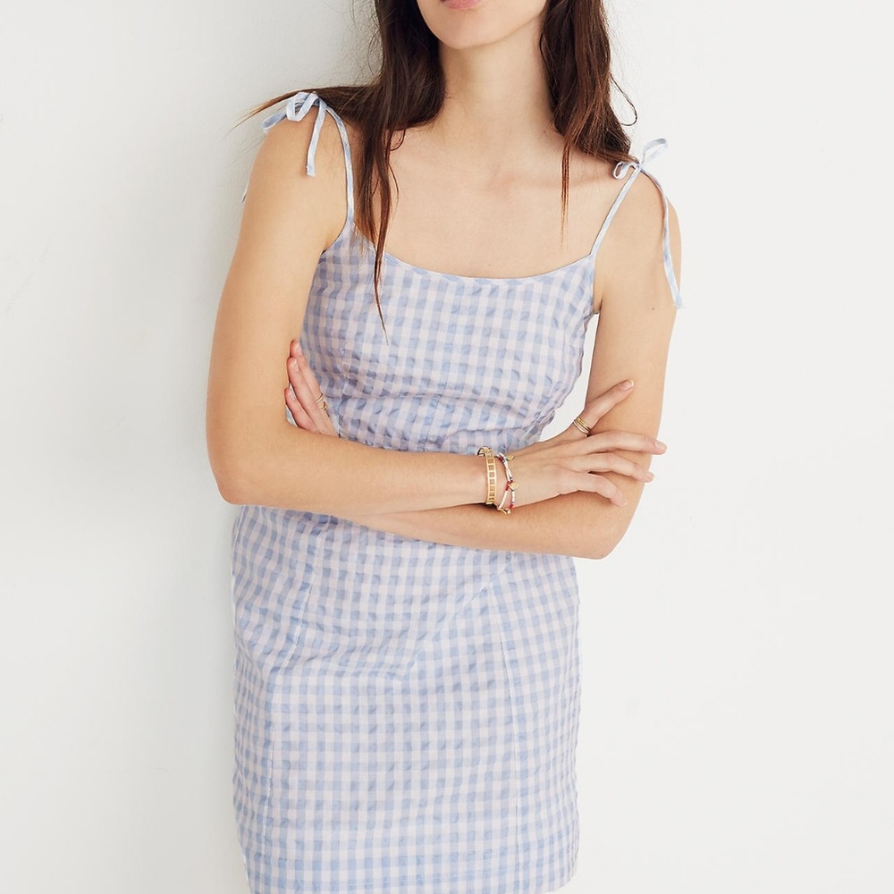 Madewell Gingham Tie-Strap Dress Size 4